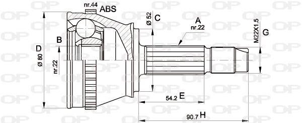 OPEN PARTS Šarnīru komplekts, Piedziņas vārpsta CVJ5230.10